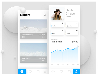 Events App Profile app cards clean concept design explore graph minimal profile ui ux