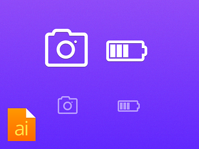 Camera and Battery Icon battery camera design flat free freebie icon line