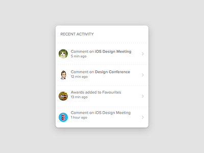 Recent Activity Menu design freebie menu sketch ui