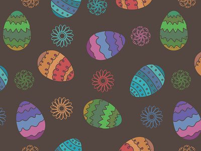 Easter Pattern design easter eggs flowers illustration pattern poster print