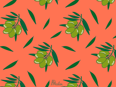 Pattern with olive branches branch design olive pattern poster print