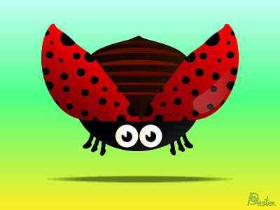 Funny ladybug bug design flying illustration insect ladybug