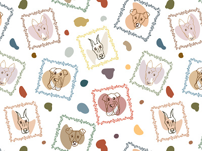 Pattern with dog muzzles design dog faces illustration muzzles pattern poster print