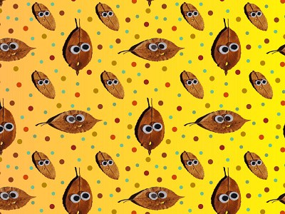 Pattern with autumn leaves, emoji leaves