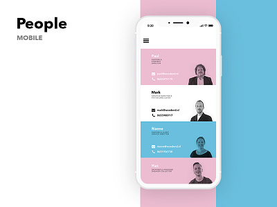 W! People page colorfull contact flat mobile page people team ui ux web webdesign
