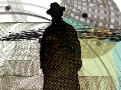 Mystery Man halftone movement mysterious overcoat static