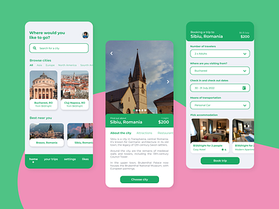 City Break Mobile Travel App made by UPDIVISION app design ui