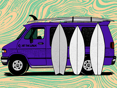 La Viole - Hit The Wave illustration psychedelic van