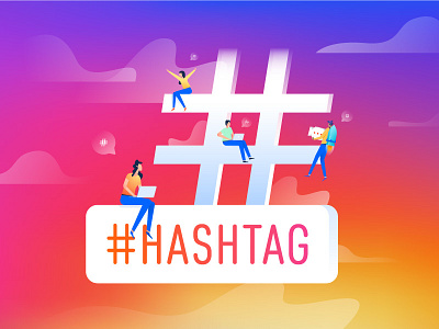 # hashtag business character design digital flat hashtag illustration instagram karnografff media social social media sticker vector