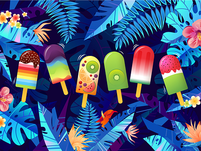 Tropical Ice Cream cold cream ice illustration jungle summer tropical vector