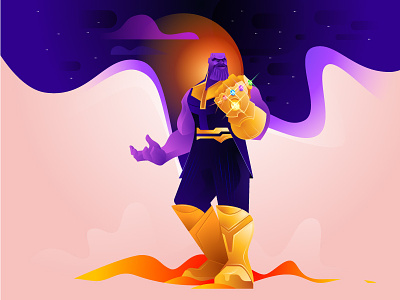 Mad Titan Thanos avengers character gauntlet gem illustration infinity marvel sticker superhero thanos vector war
