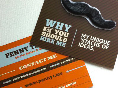 Senior portfolio show - take-away mustache stripes typography
