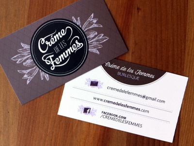Creme De Les Femmes Business Card business card burlesque custom typography type logo design feminine edgy