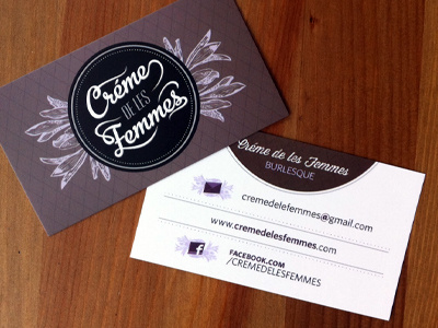 Creme De Les Femmes Business Card burlesque business card custom typography design edgy feminine logo type