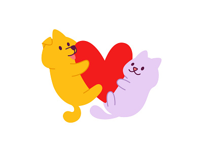 Cutie pets cat cute dog heart illustration kitty pets valentines day vector