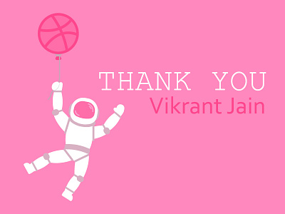 Hello Dribbble astronaut ball baloon dribbble first pink thanks