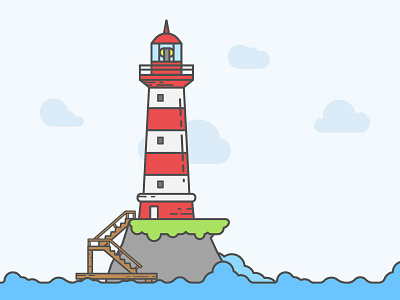 Lighthouse island lighthouse line ocean sea vector