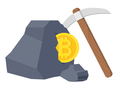 Mining bitcoin bitcoin coin cryptocurrency gold kirk mining pickaxe stone