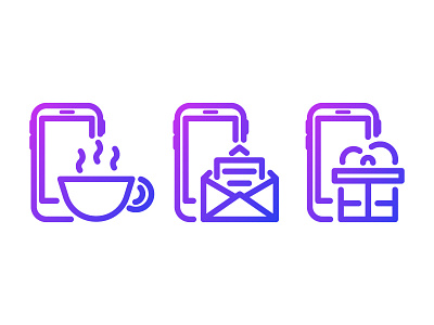 Icon smartphone cup gift icon letter mail phone purple smartphone