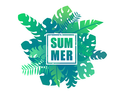 Tropical Summer exotic green jungle leaf leaves lettering summer tropical