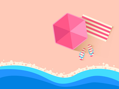 Pink Beach beach pink relax rest sand sea summer umbrella water wave