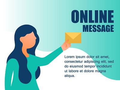 Concept online message concept digital girl landing letter message modern online page web