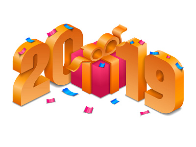 happy new year 2019 2019 3d confetti gift box happy holiday isometric new vector year