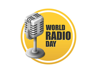 World radio day - 13 february 3d holiday isometric logo microphone radio vector