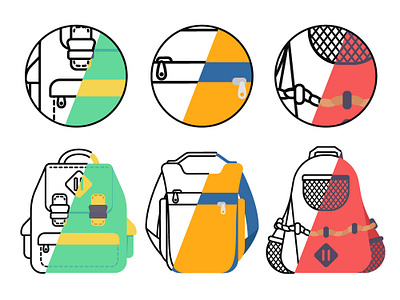 Concept vector backpack outline and flat backpack bag concept design flat illustration illustrator line outline school vector