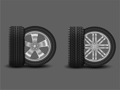 Summer and winter tyres car disk icon mechanic realistic summer tire vector wheel winter