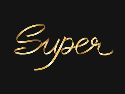 Super golden lettering logo ribbon super vector