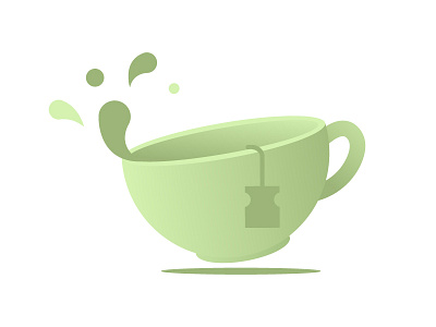 Green tea cup cup drops gradient green isometric mug tea vector