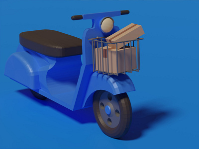 Delivery bike ( my first 3d) 3d bike blender box delivery illustration package scooter