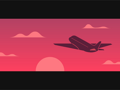 Airplane at sunset airplane clouds flat plane sun sunrise sunset vector