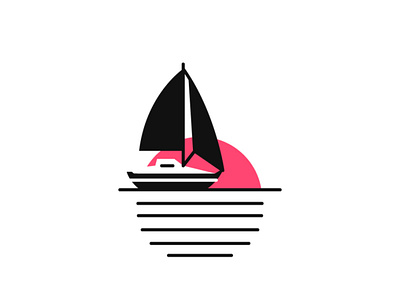 Sailboat sunset flat icon logo ocean sail sailboat sailboats sea sun sunrise sunset vector vibrant colors yacht