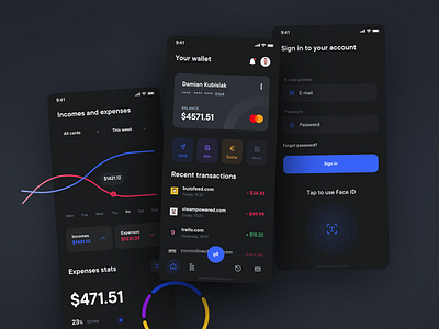 Payment App Concept - Dark Mode app banking clean concept design figma mobile pay payment transfer ui ux wallet