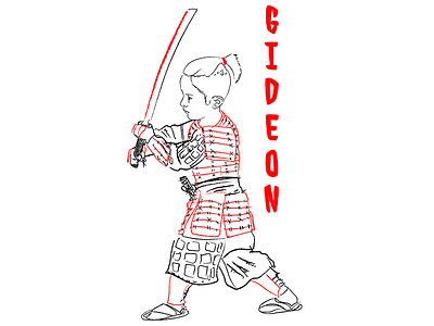 Gideon "Samurai" Jourdain black cousin gideon illustration illustrator ink portrait red samurai