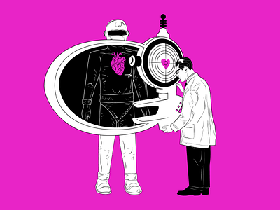 Triple Helix Love Thy Client adobe illustrator anatomical heart bright heart ink love pink robot scientist triple helix creative triple helix illustration weird
