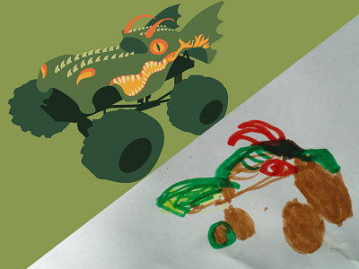 Dragon Truck : Triple Helix Shares DNA - Drawing with my Son