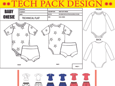 I will creat clothing technical flats sketch and tech packs apparel tech pack