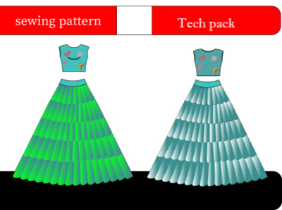 fashion illustration flat illustration tech pack flat sketch, making pattern grading