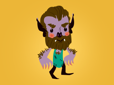 Wolfi beard character design hair illustration illustrator monster mustard scary spoopy teeth violet