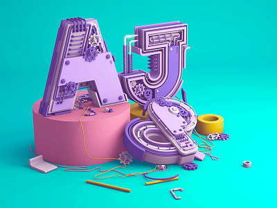 A&J 3d c4d cinema 4d cute font hello illustration letter
