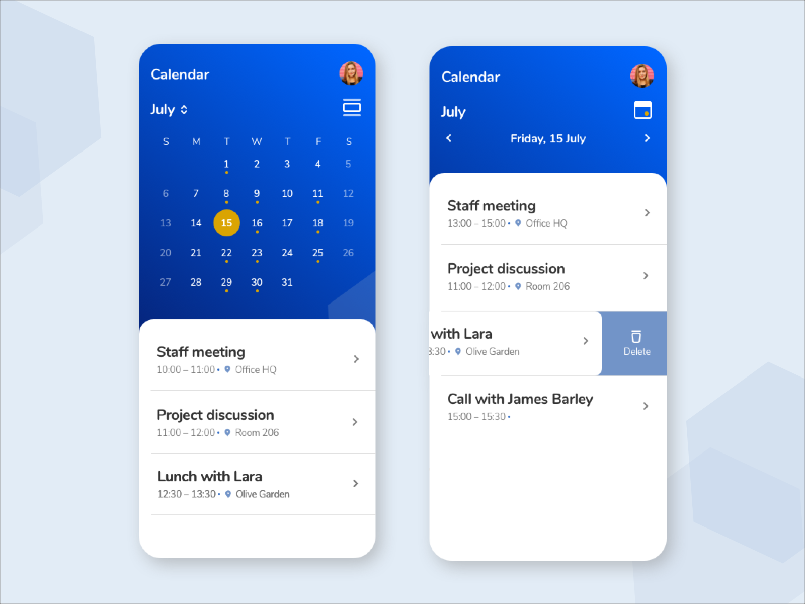 calendar app concept by Rain Lieberman on Dribbble