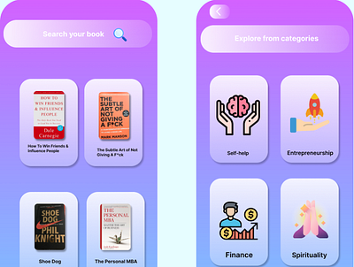 UI interface of a book store app app branding design graphic design illustration logo typography ui ux vector