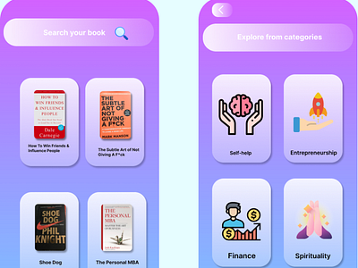 UI interface of a book store app