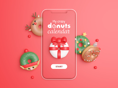 My crazy donuts calendar 3d advent calendar app christmas christmas app christmas ball christmas tree design gift mobile reinder surprise ui