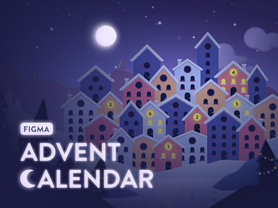 Advent Calendar Figma advent calendar animation calendar christmas dark design experience figma illustration interactive moon prototype ui village