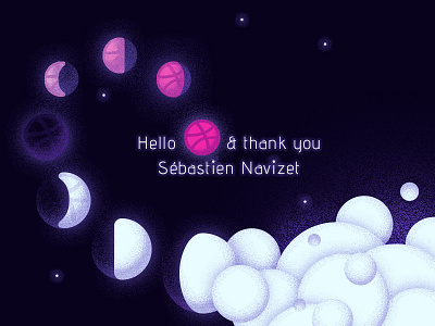 Moon shot cycle dribbble firstshot hello illustration illustrator light moon night sky vector