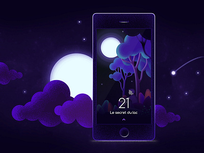 ODODO, the story app child illustration light mobile moon night parent sky star story tree